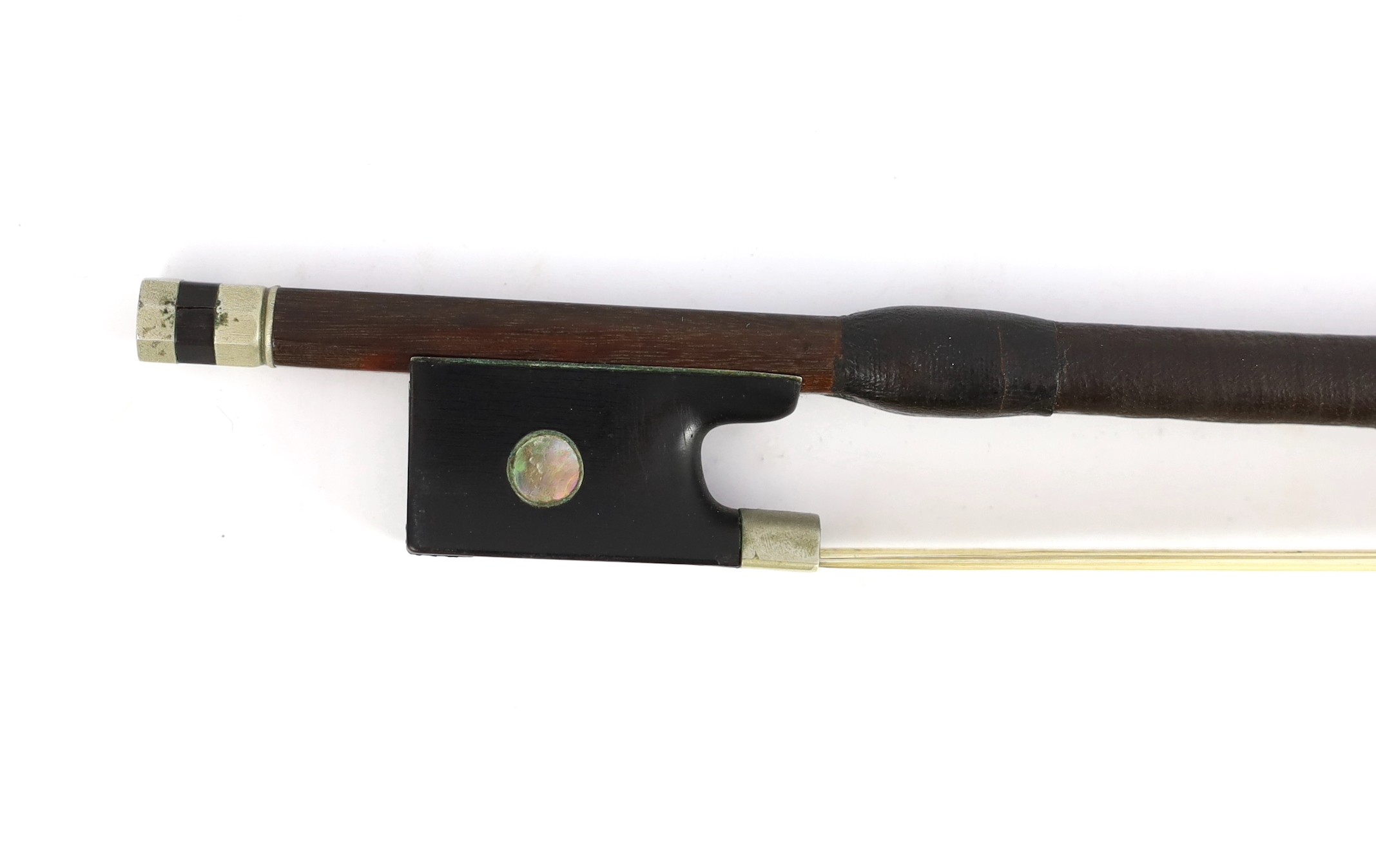 A silver mounted violin bow, stamped DODD, another stamped TOURTE and another bow